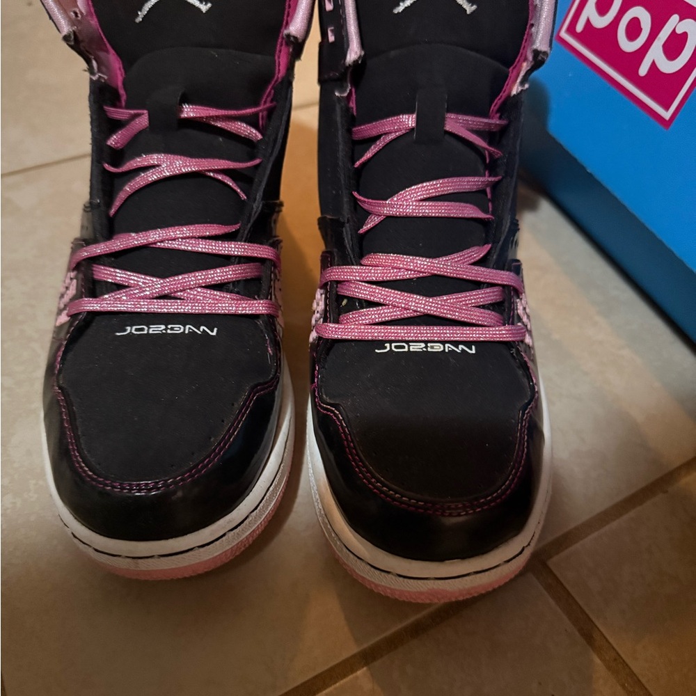 Jordan Black and Pink High-Top Sneakers
